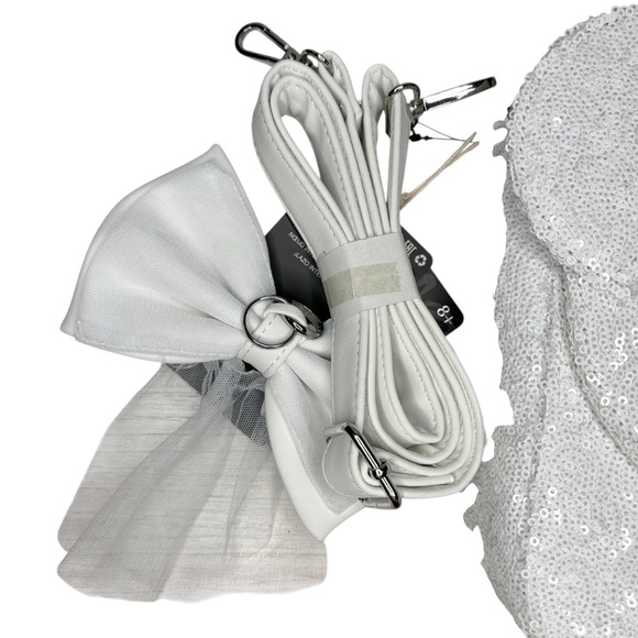 NWT Loungefly Bridal Minnie Mouse White Sequins Top Handle Crossbody Handbag - Picture 9 of 13